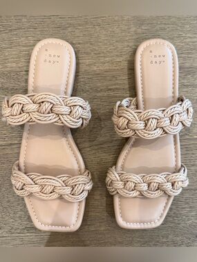a new day Women's Braided Slide Sandals — Nude